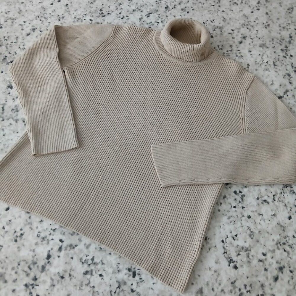 Ralph Lauren Thick Ribbed Cotton Turtleneck sweater XL Beige